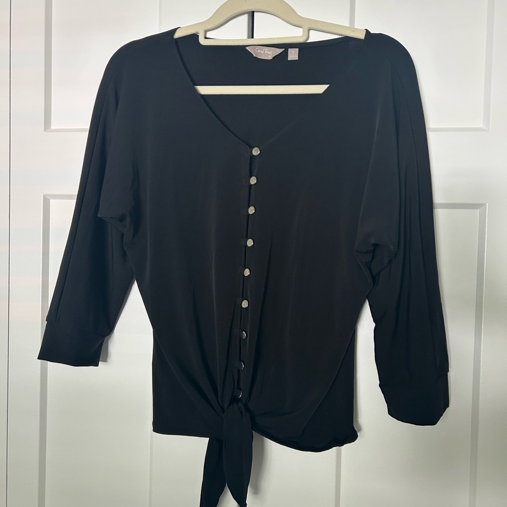Coral Bay Black Button-Down Women's Shirt